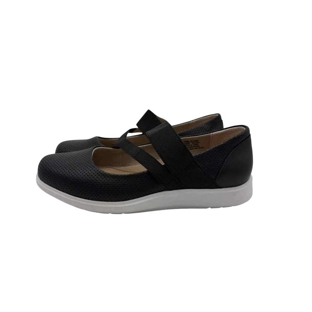 Munro Cass Black Perforated Leather Mary Jane Flats Sneakers Shoes SZ 7.5